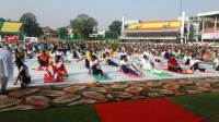 international yoga day views green Park Stadium in kanpur