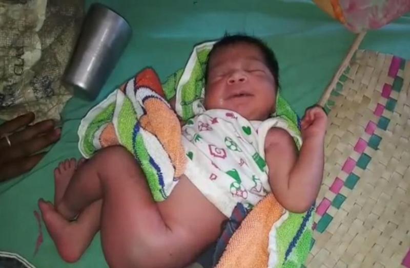 new born baby on road