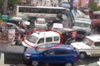 Ambulance trapped in traffic