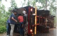 Police vehicle overturned