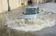 car in rain