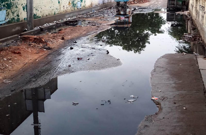 Dirty water on the road