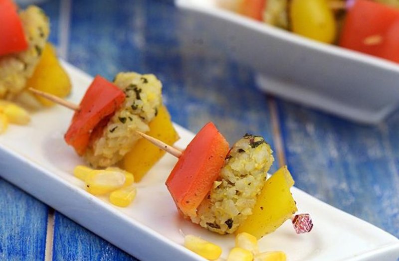 Corn and Rice Tikki Satay