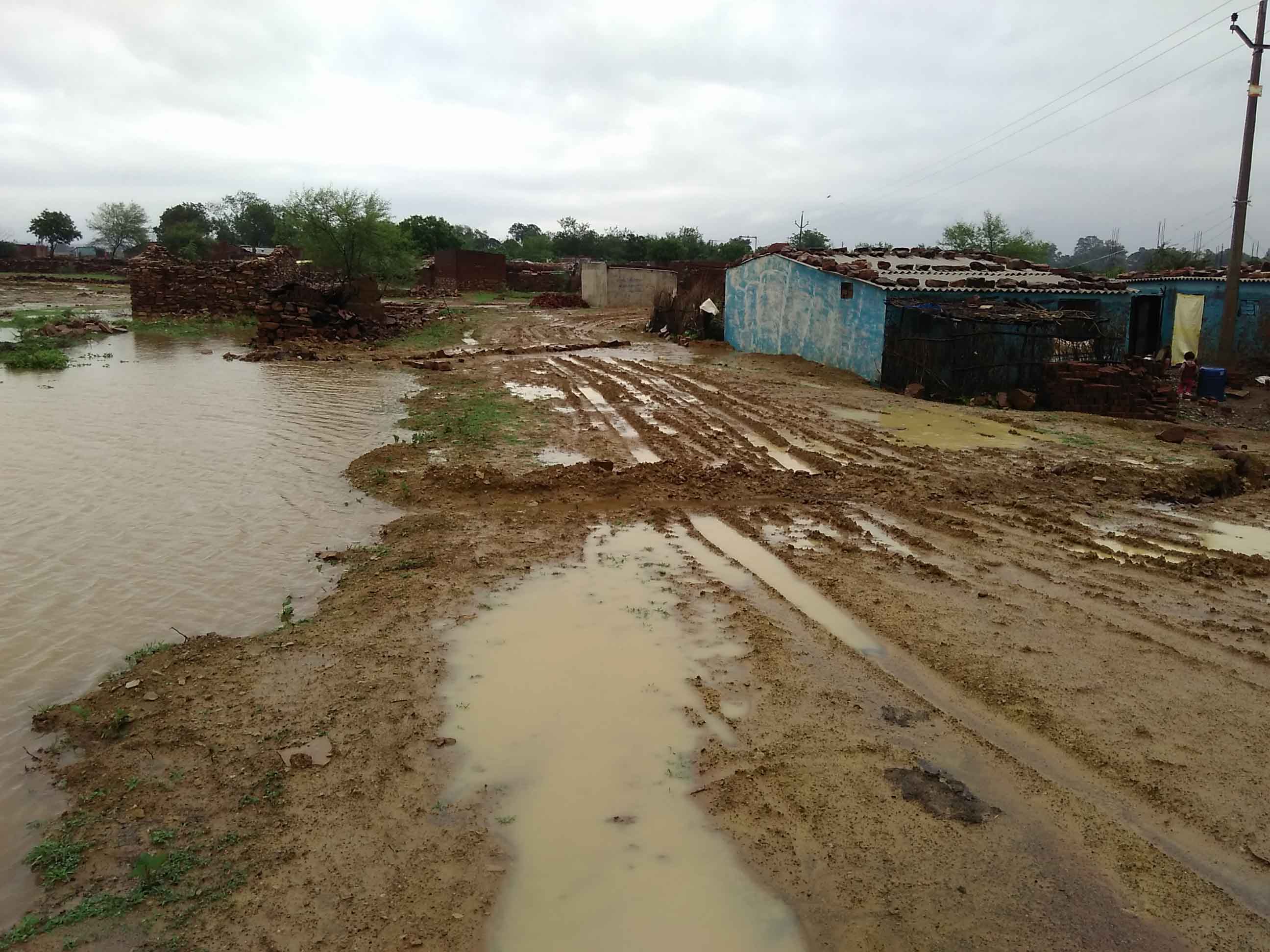 School raining rain mud student bothered