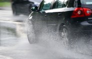 car in rain
