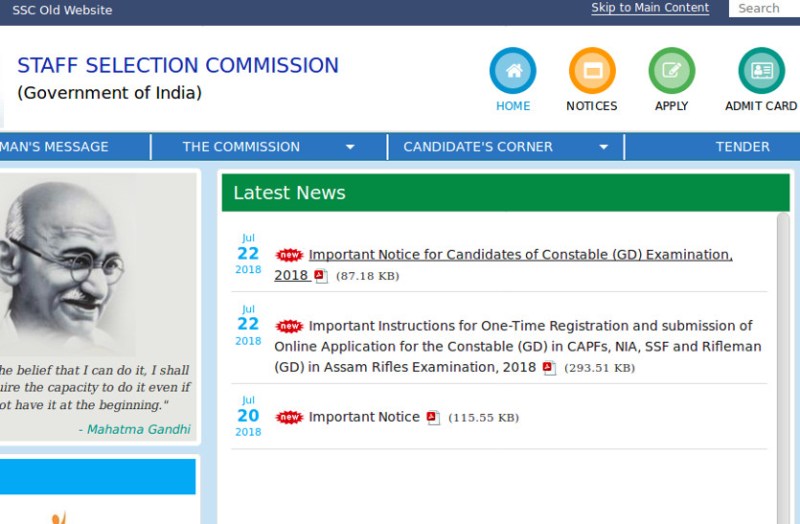 SSC GD Constable Recruitment 2018