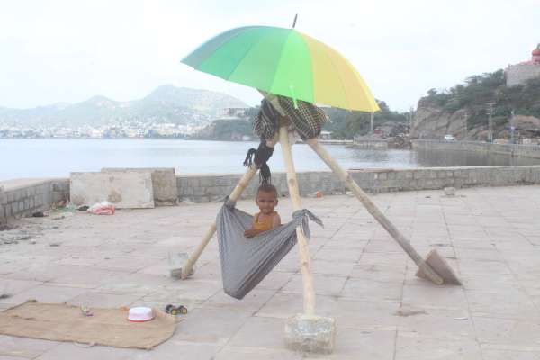 Beautiful pictures of the baby in the swing