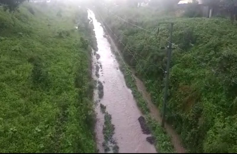 Railway track full of water