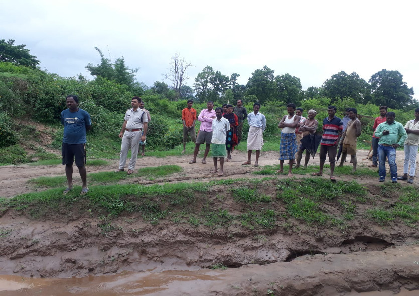 Police and villagers