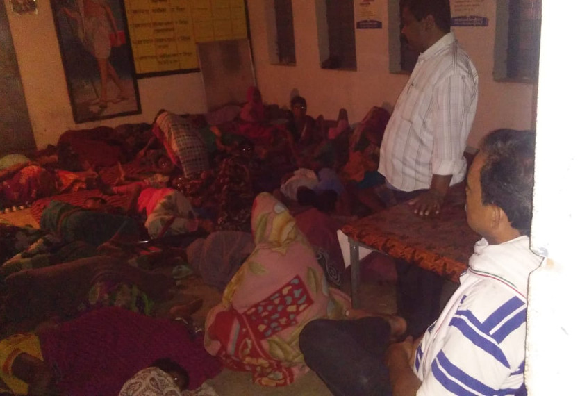 Villagers sleeping in Panchayat bhavan