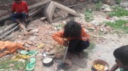 innocent poor girls making mid day meal for family