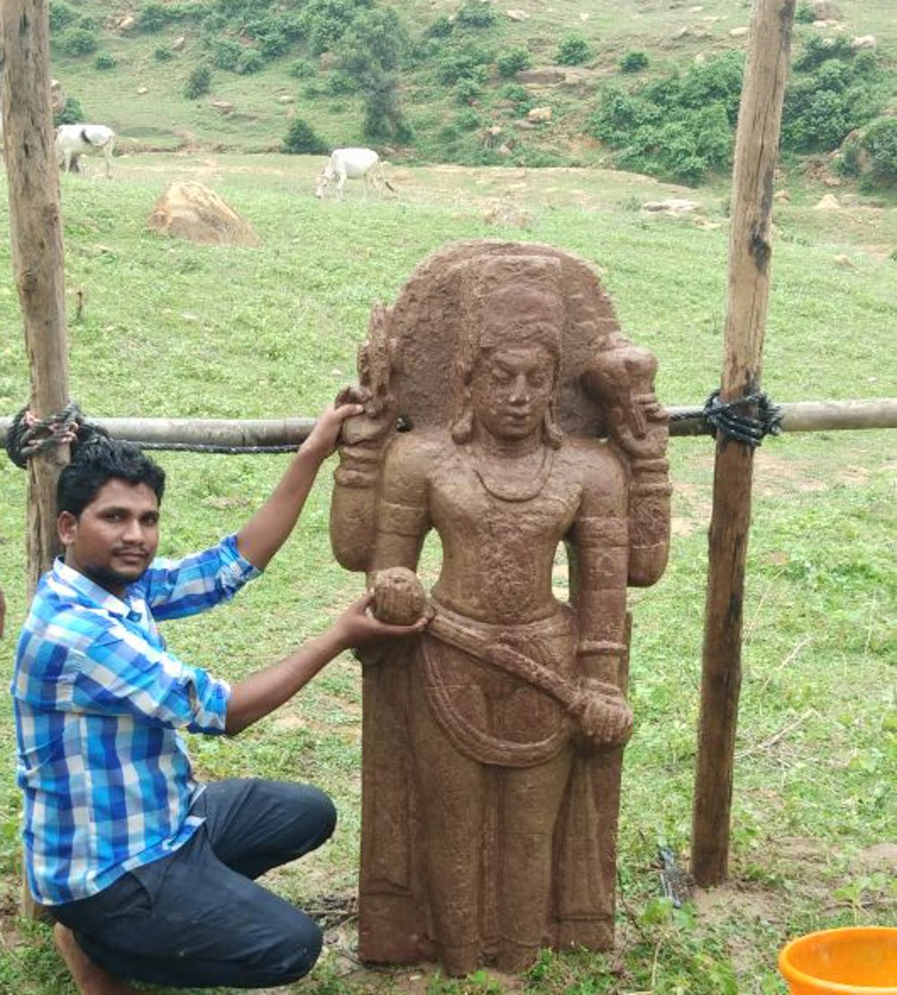 Appeared Ancient statue of Lord Vishnu