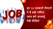 इन 10 सरकारी विभागों में हैं बड़ी भर्तियां, जल्द करें अप्लाई, देखें वीडियो