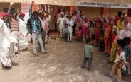 Protest against demand for opening Anganwadi center