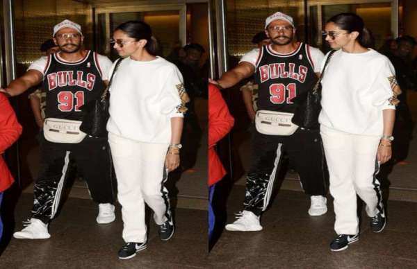 Ranveer singh and Deepika padukone spotted at mumbai airport