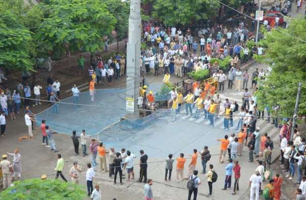 man climbed over mobile tower