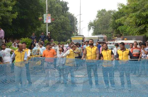 man climbed over mobile tower
