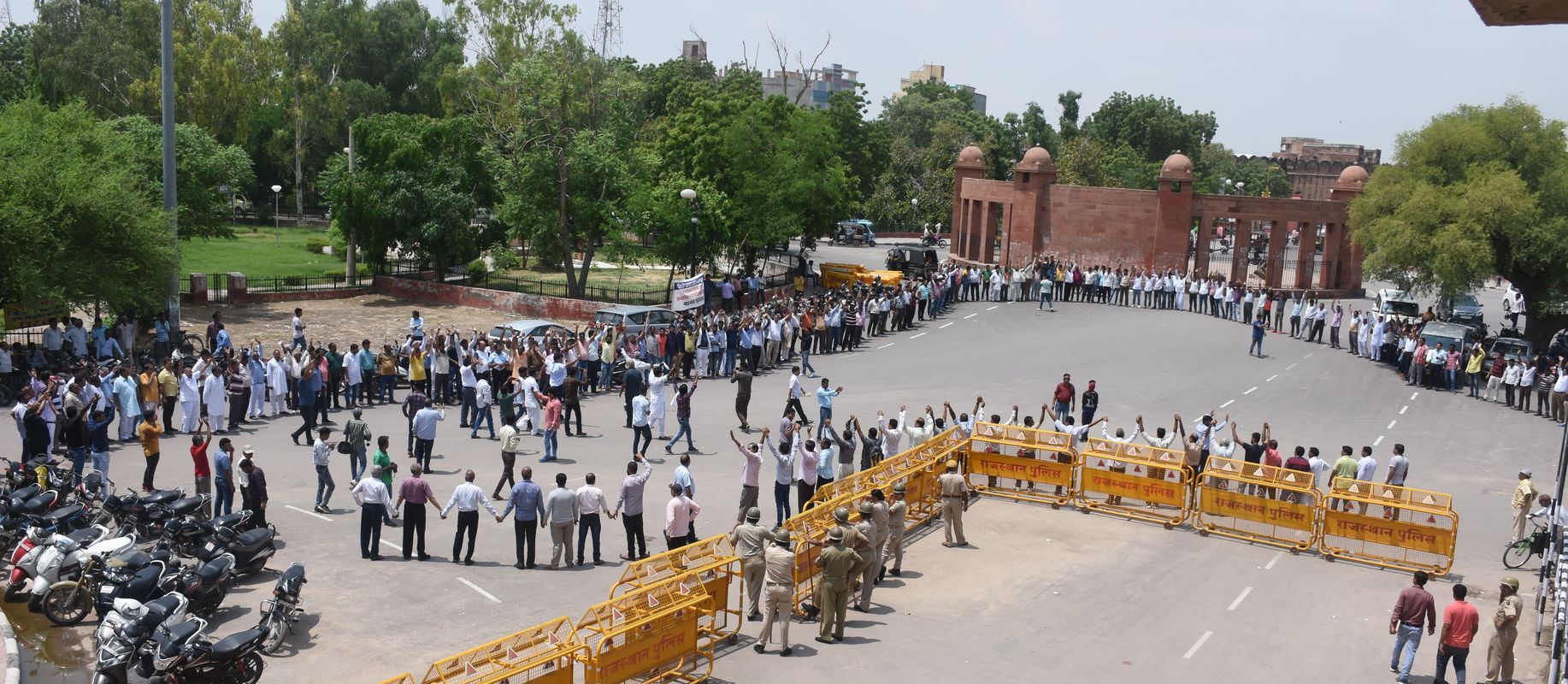 Human chain protest
