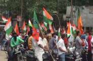BJP workers broke traffic rules in Jaipur Tiranga rally