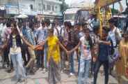 Demonstration of students in bhilwara