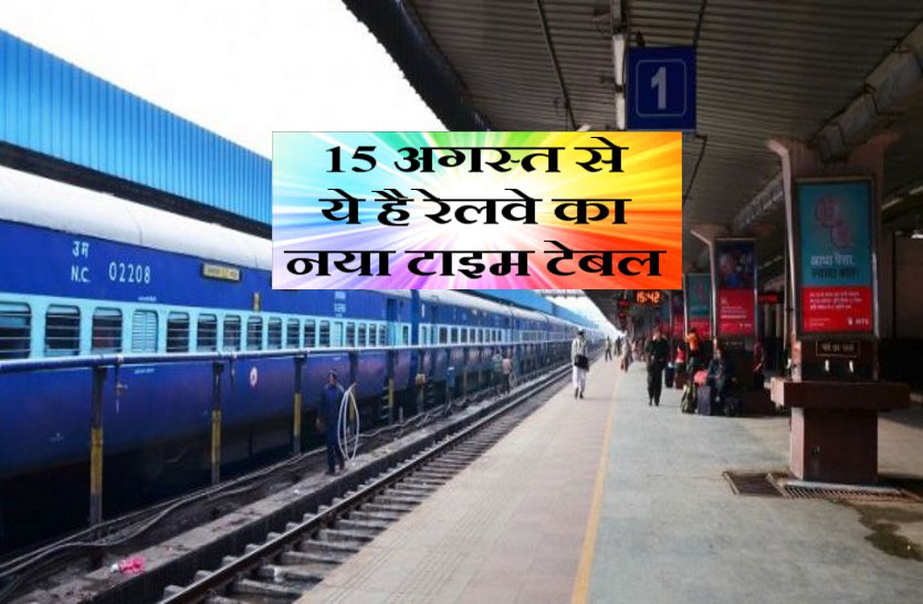bhartiya rail latest time table 15 Aug.2018