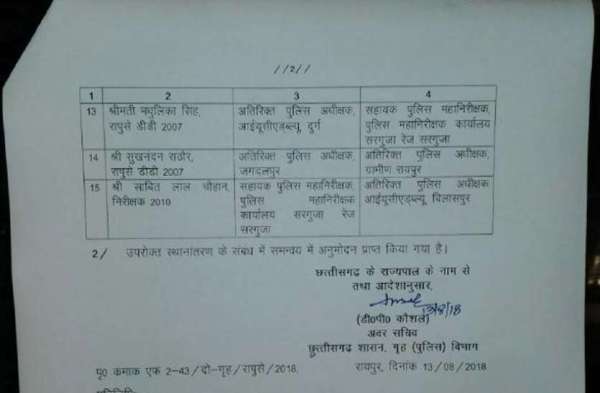 Police officers transferred