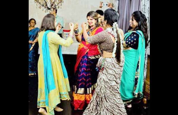 pregnant rambha dance photos at her baby shower