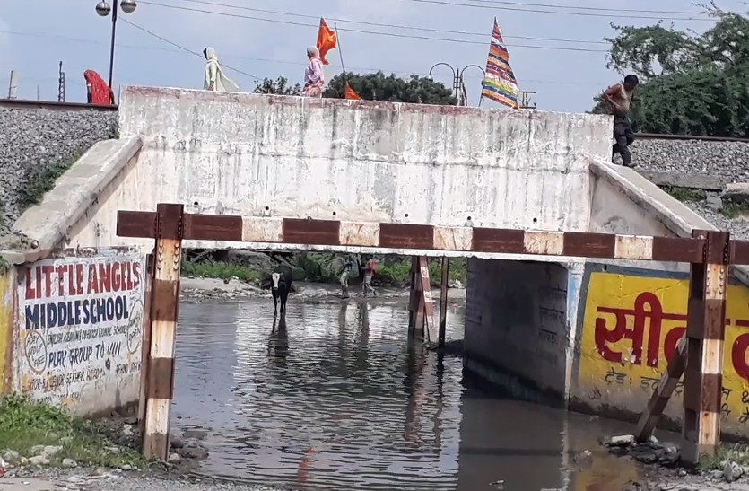 water at railway tracks in Bhilwara