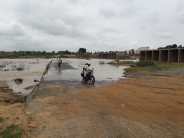 Survival of death: Rustic villagers from the torch of river, crossing