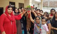 The women kept a fast for the long life of her husband, celebrated Tij