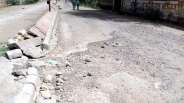Road damaged on hospital road in Nachana village