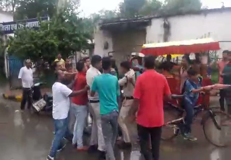 Police beaten from shoes