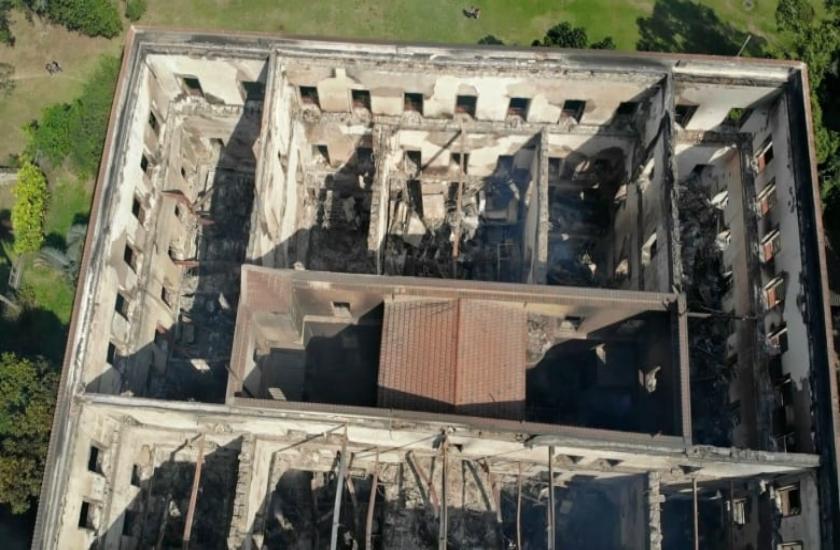 Reconstruction of 200 year old museum which caught fire yesterday