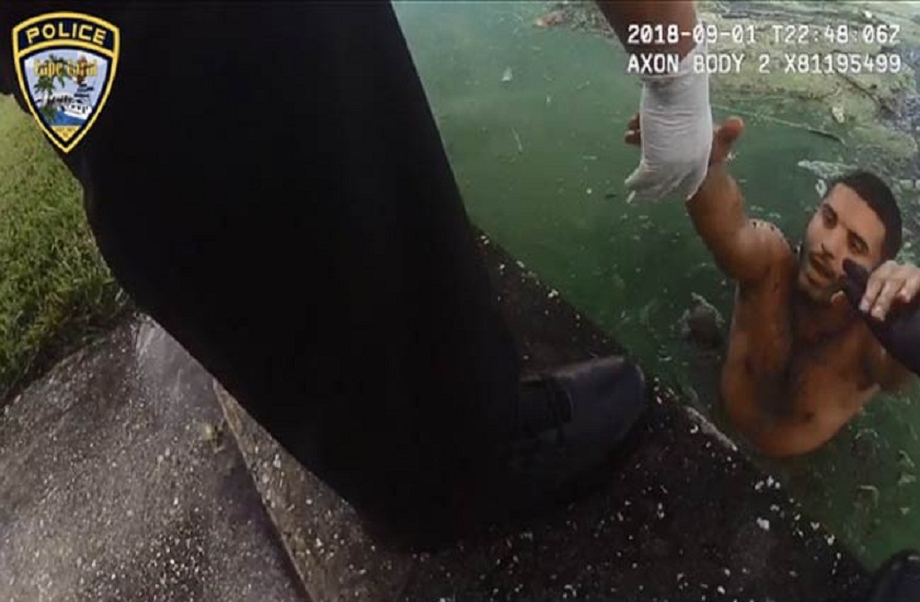 florida cape coral police department criminal swimming away from cops