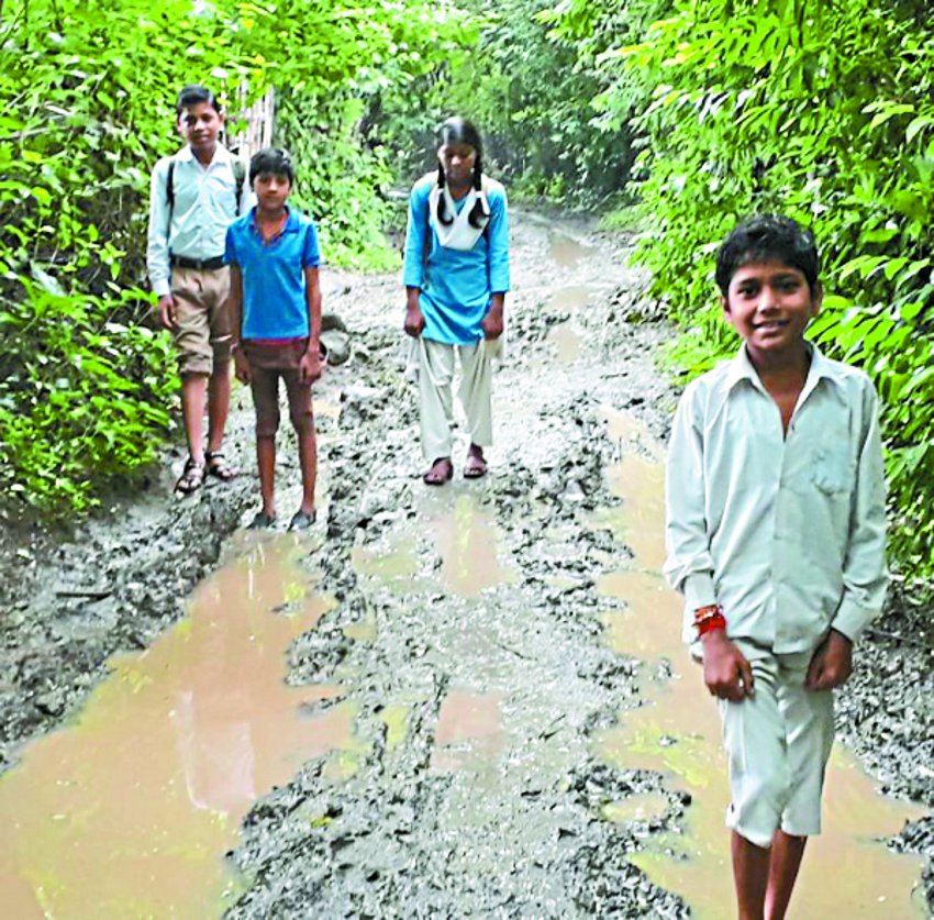 Mud on roads due to rain