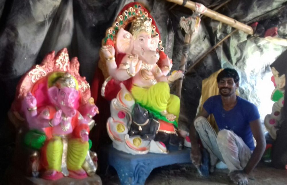 Artists' last touch to idols, ganapati to adorn homes