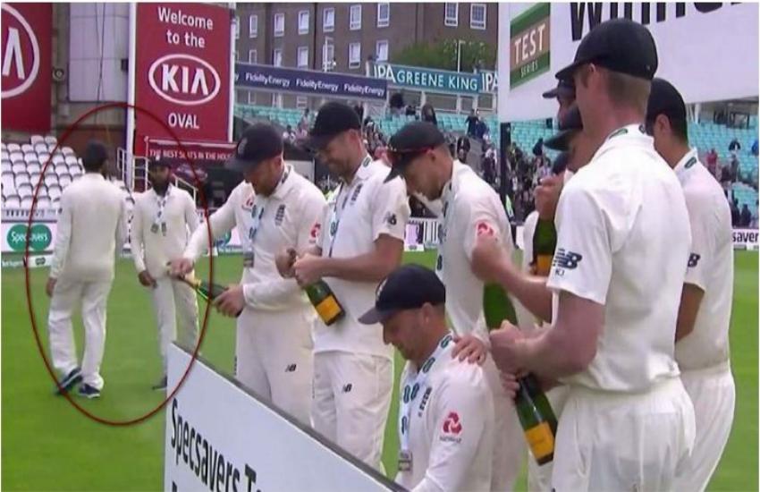 Moeen Ali and Adil Rashid walked off England's celebration with champa