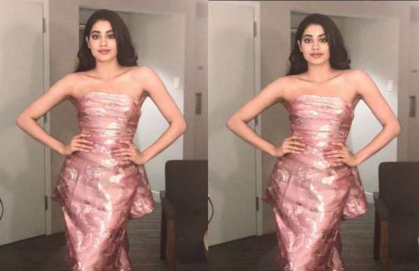 janhvi kapoor looks gorgeous in pink dress