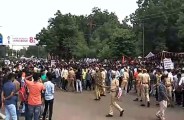 protest outside jnvu by abvp in jodhpur
