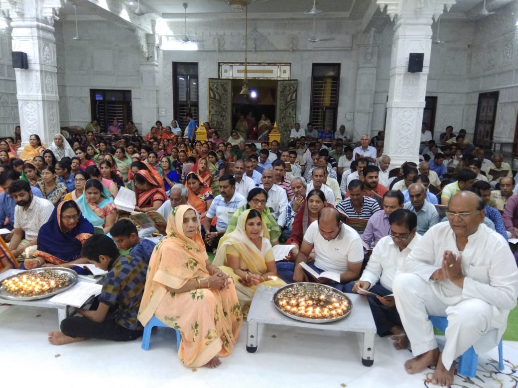 Steps of devotees raised in musical worship in bhilwara