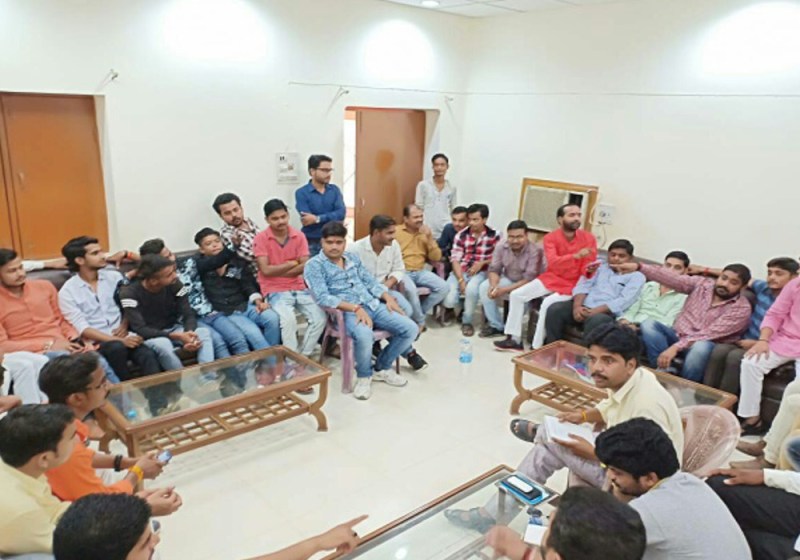 BJYM district president welcome in Lakhimpur Kheri