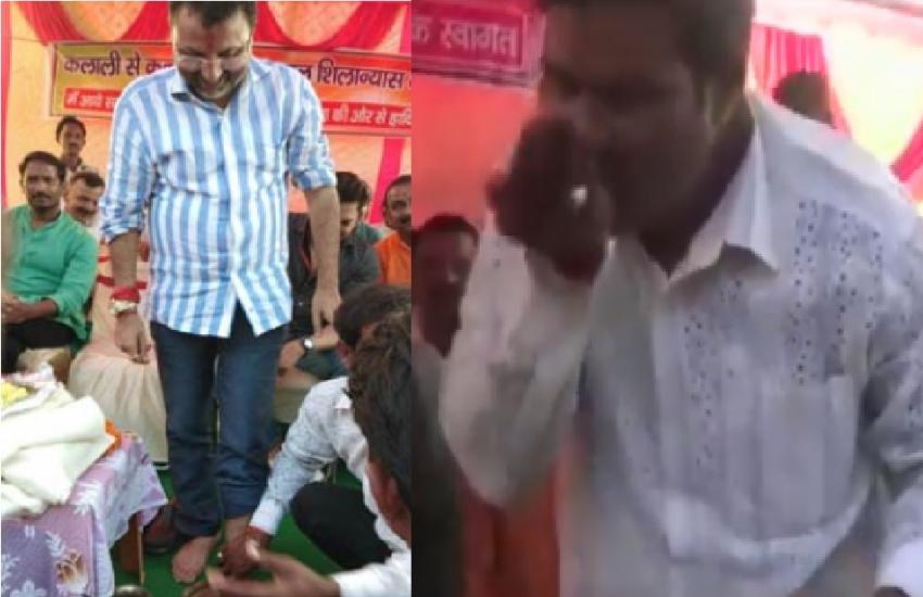 भाजपा सांसद निशिकांत दुबे का पैर धोकर पानी पीने वाले व्यक्ति ने 10 बड़े पत्रकारों के खिलाफ दर्ज कराई शिकायत