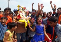 Gajanan's farewell with Gaje baje and Rang-Gulal in satna city