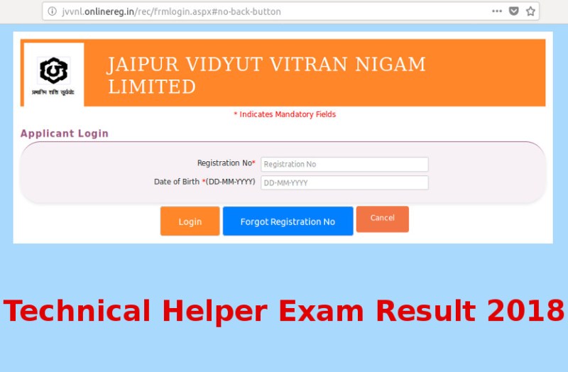 JVVNL Technical Helper Result 2018