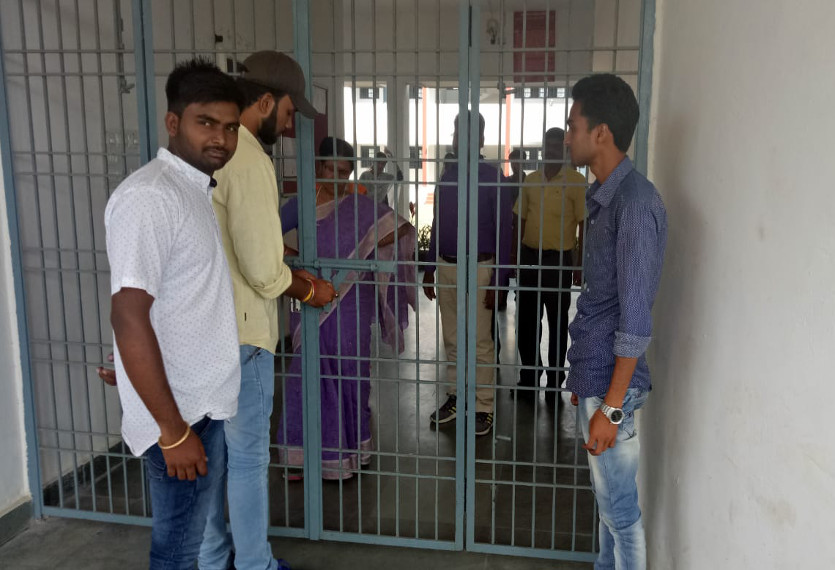 Students locked college gate