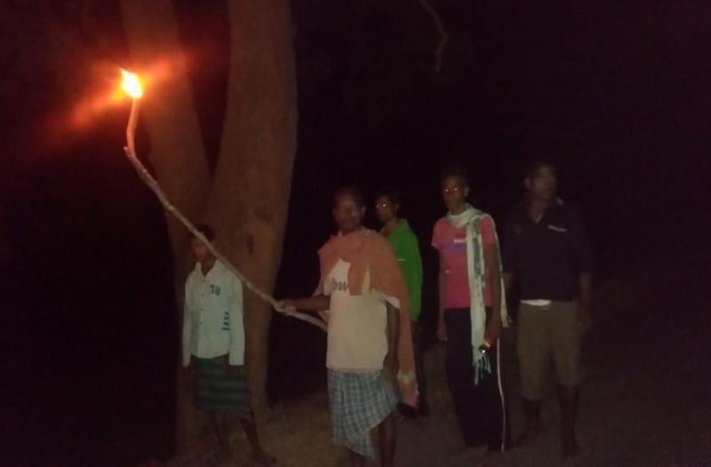 Villagers with mashaal