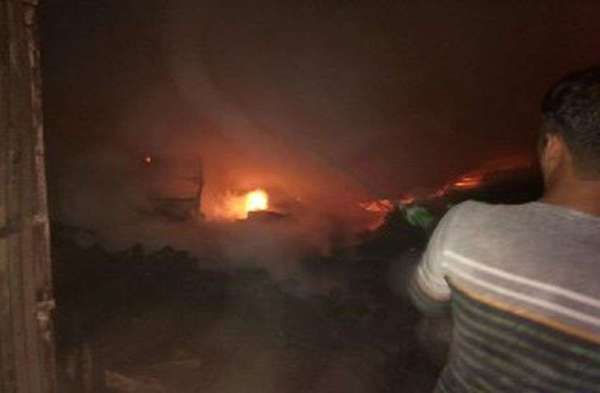 Fire at mid night in a factory located in the residential area