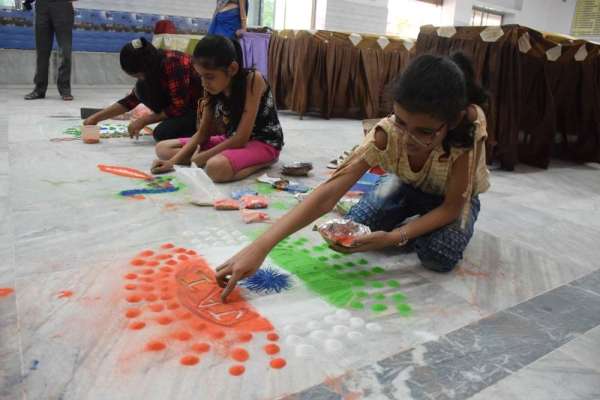 Agarwal Mahila Mandal's Rangoli competition in satna