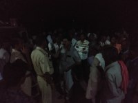 Demonstration of the villagers at the police station
