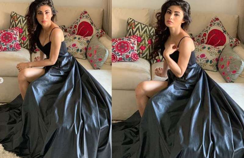 mouni roy hot photos in black dress